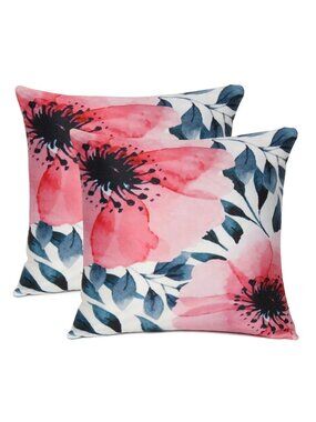 Oussum Stylish Pillow Case Decorative Cotton Floral Cushion Cover Set of 2